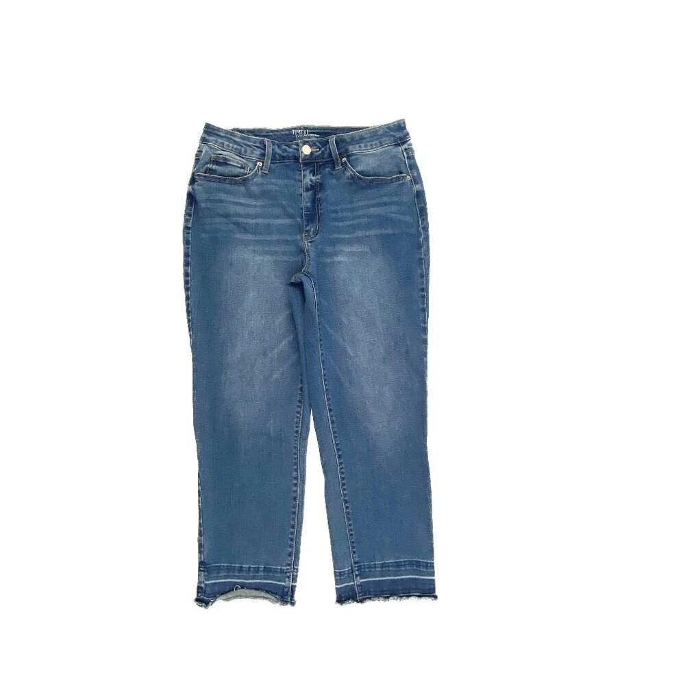 Time And Tru High Rise Straight Raw Hem Women's size 12 Medium Blue Denim‎ jeans